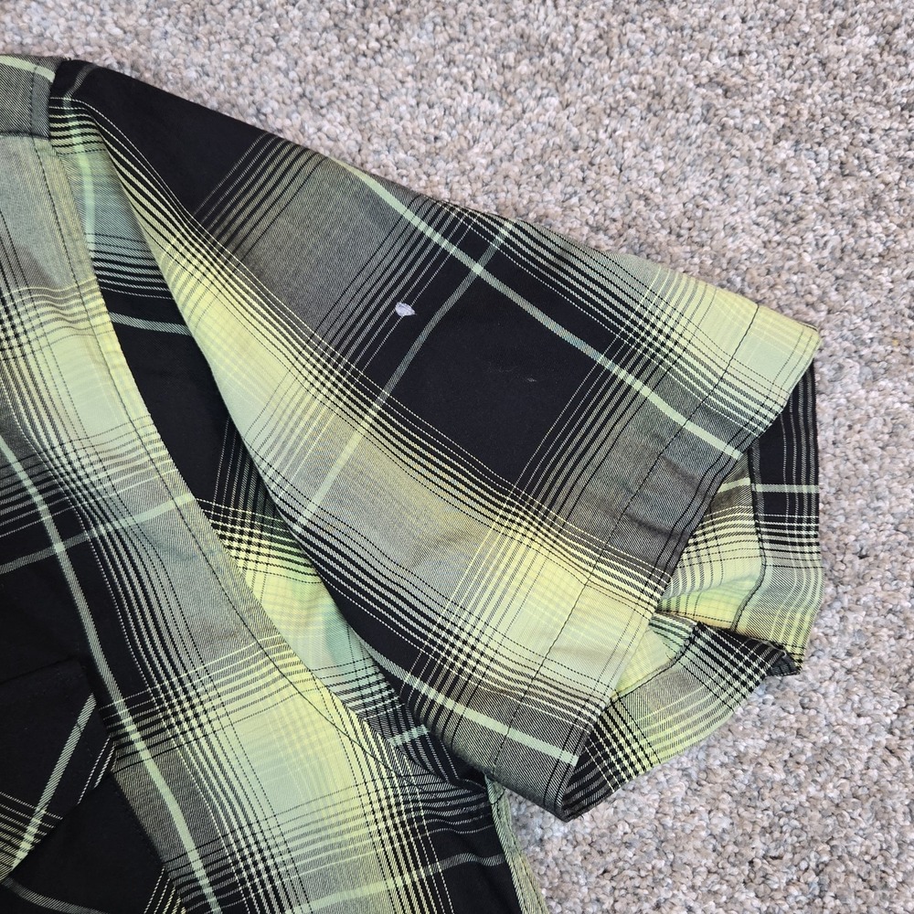 Dixxon Flannel Co Radium Bamboo Short Sleeve Plaid Shirt Mens Large Black Yellow - Picture 7 of 8